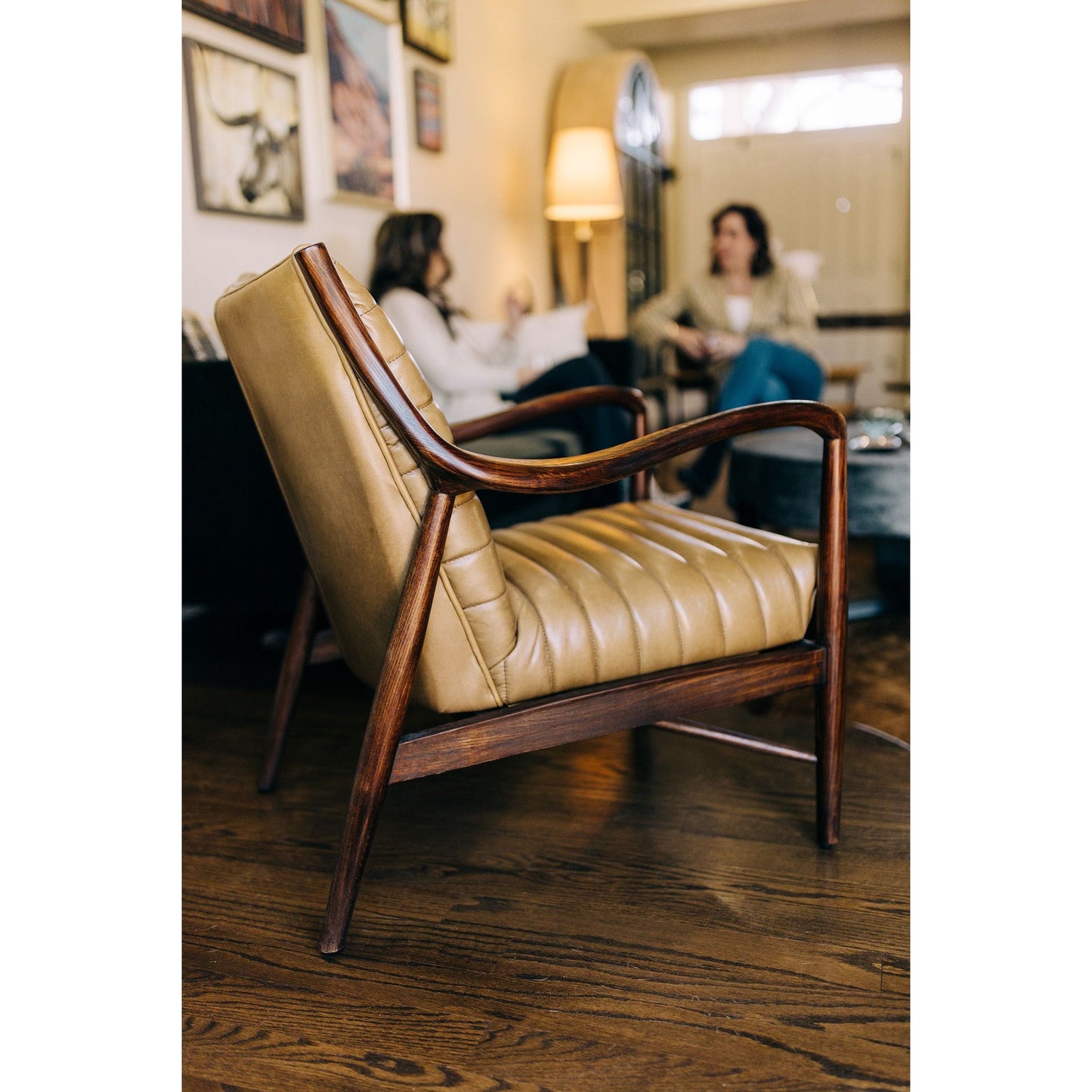 Tan Leather Accent Chair