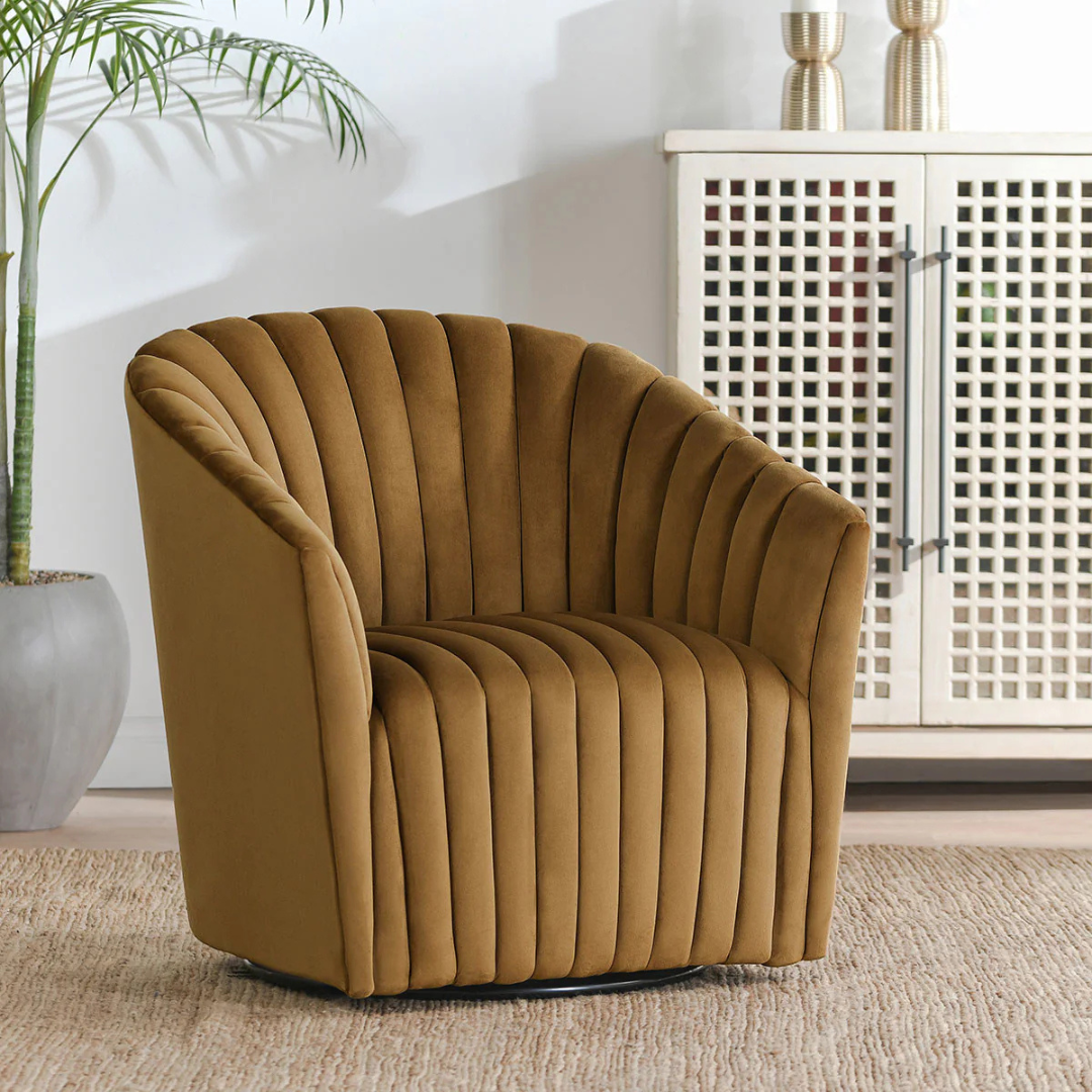 Adaline Swivel Accent Chair, Gold