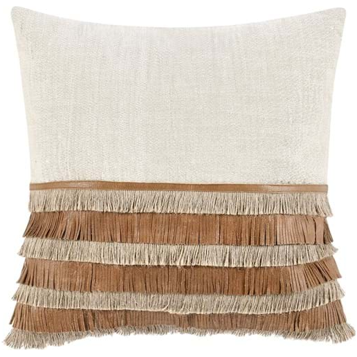 Beaux Leather Chestnut Throw Pillow
