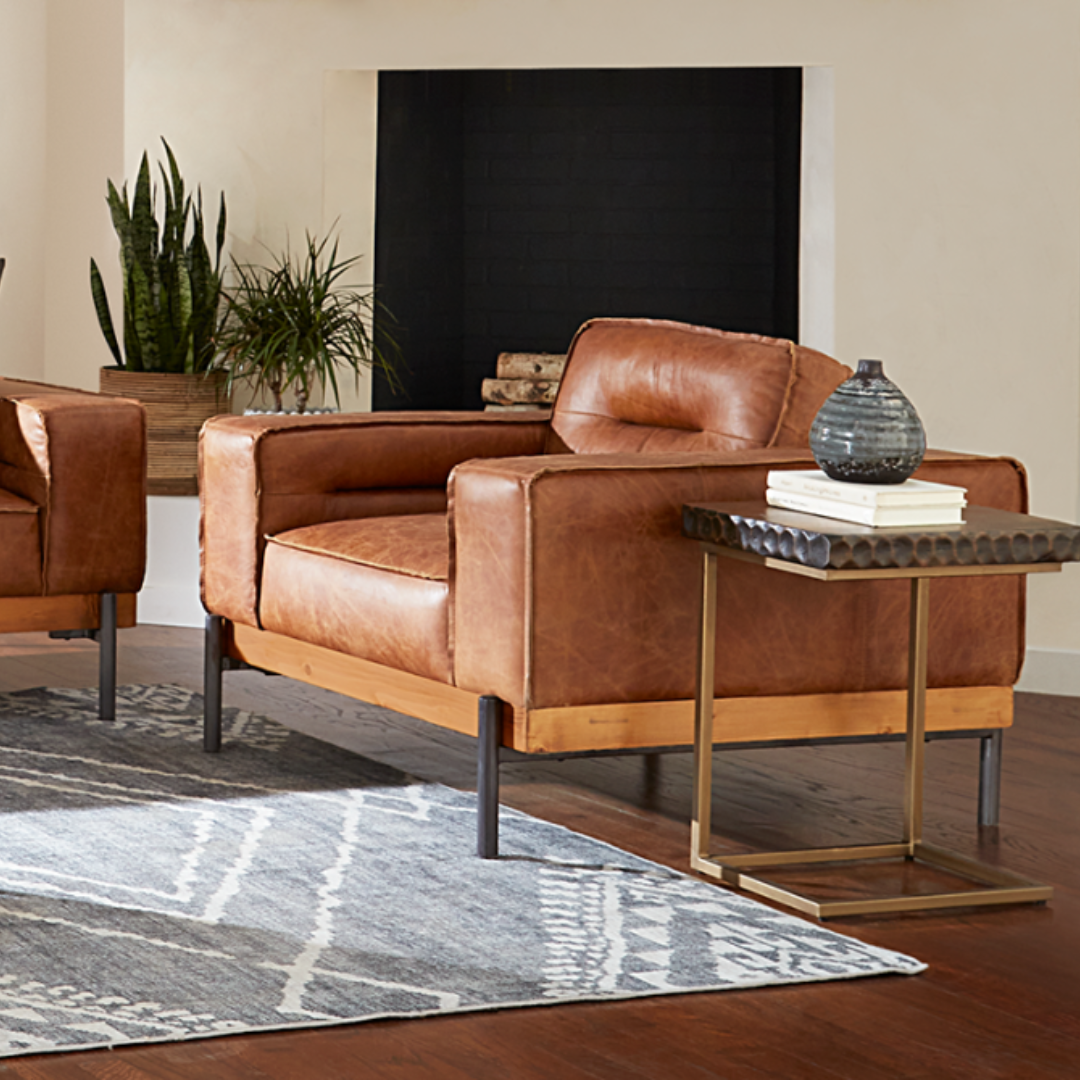 Cocoa Leather Accent Chair