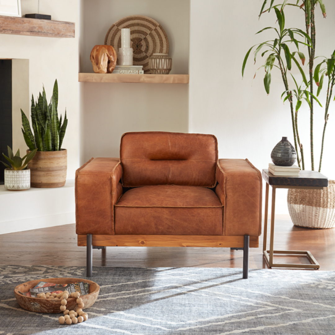 Cocoa Leather Accent Chair