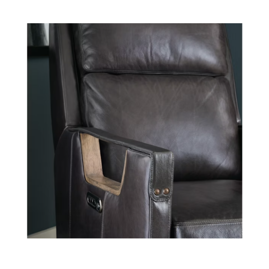 Maddox Leather Power Recliner with Power Headrest (Graphite)