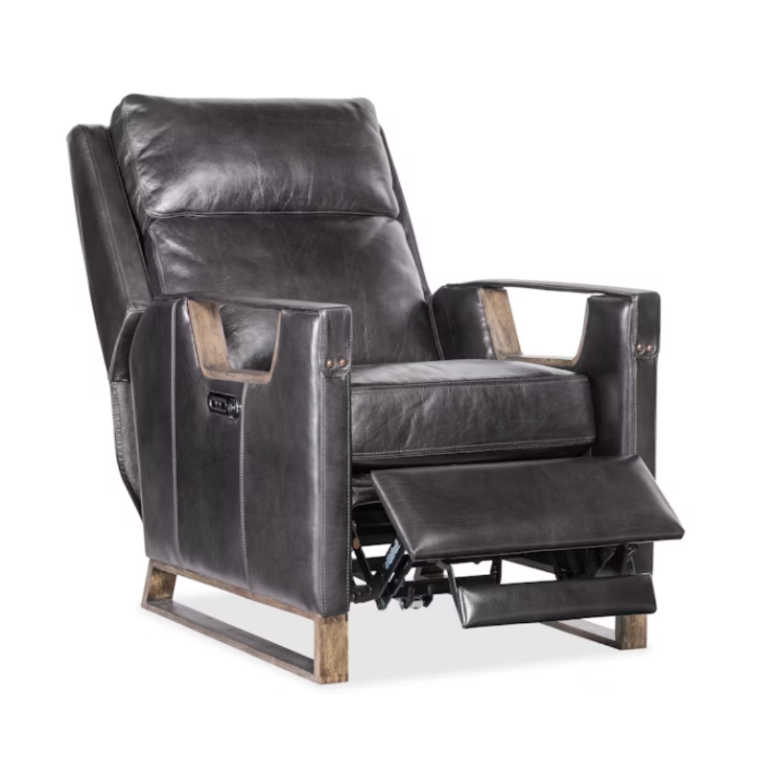 Maddox Leather Power Recliner with Power Headrest (Graphite)