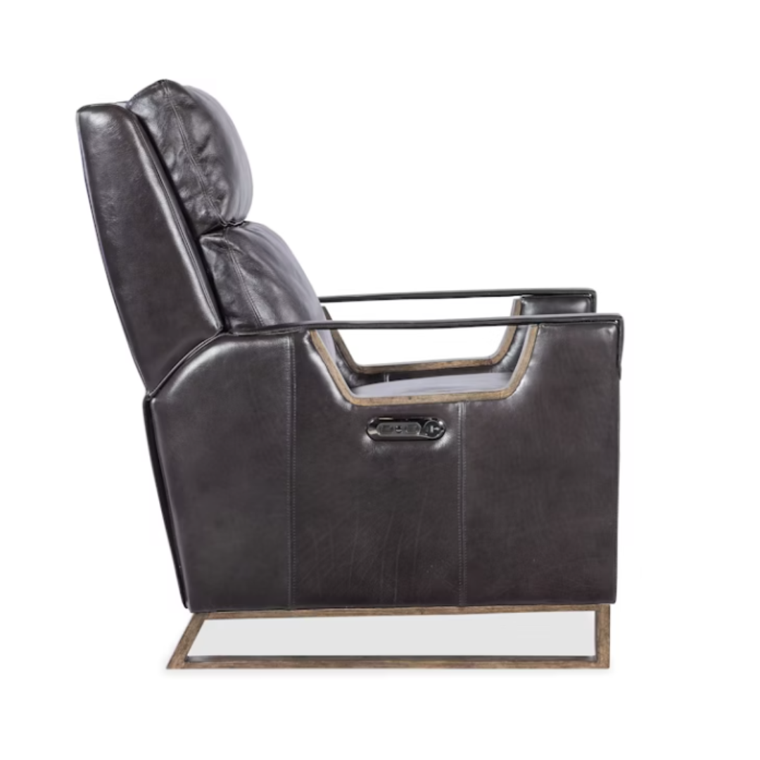 Maddox Leather Power Recliner with Power Headrest (Graphite)