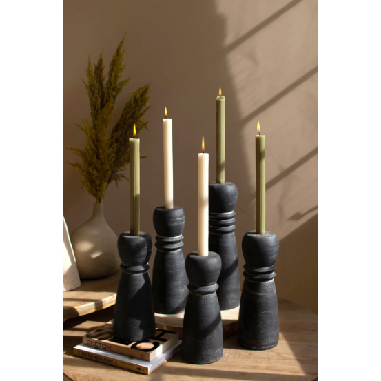Aliza Black Clay Taper Holders
