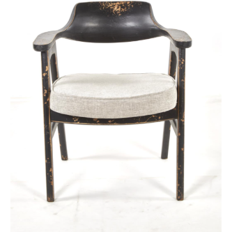 Vintage Dining Chair, Antique Black/Light Gray