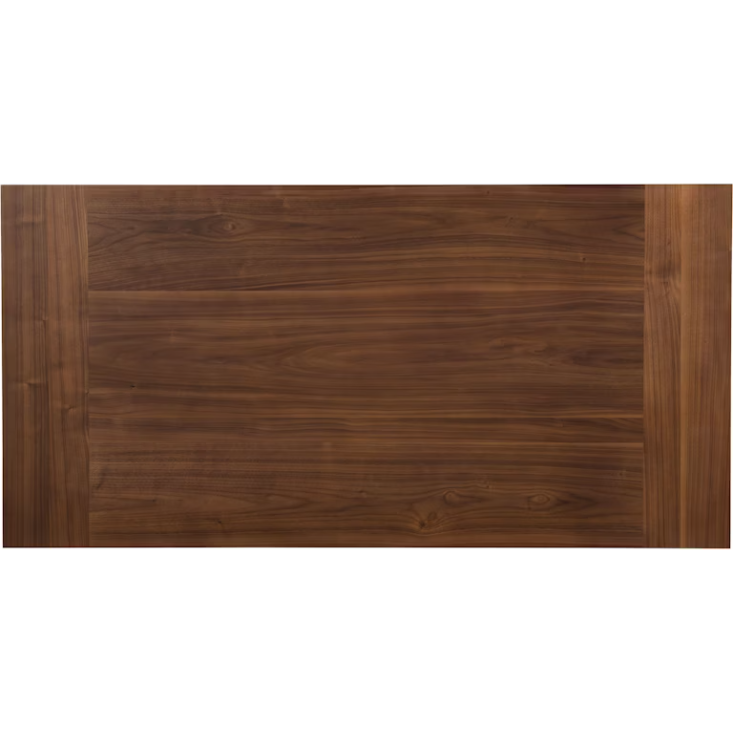The Soren Walnut 64" Modular Desk Top showcases a smooth finish and rich brown wood grain with darker edges, creating a framed effect. Perfect for custom built-ins or pairing with the Modular Desk System.