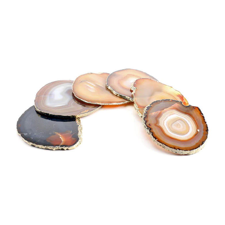 Gold Edge Agate Coaster Set