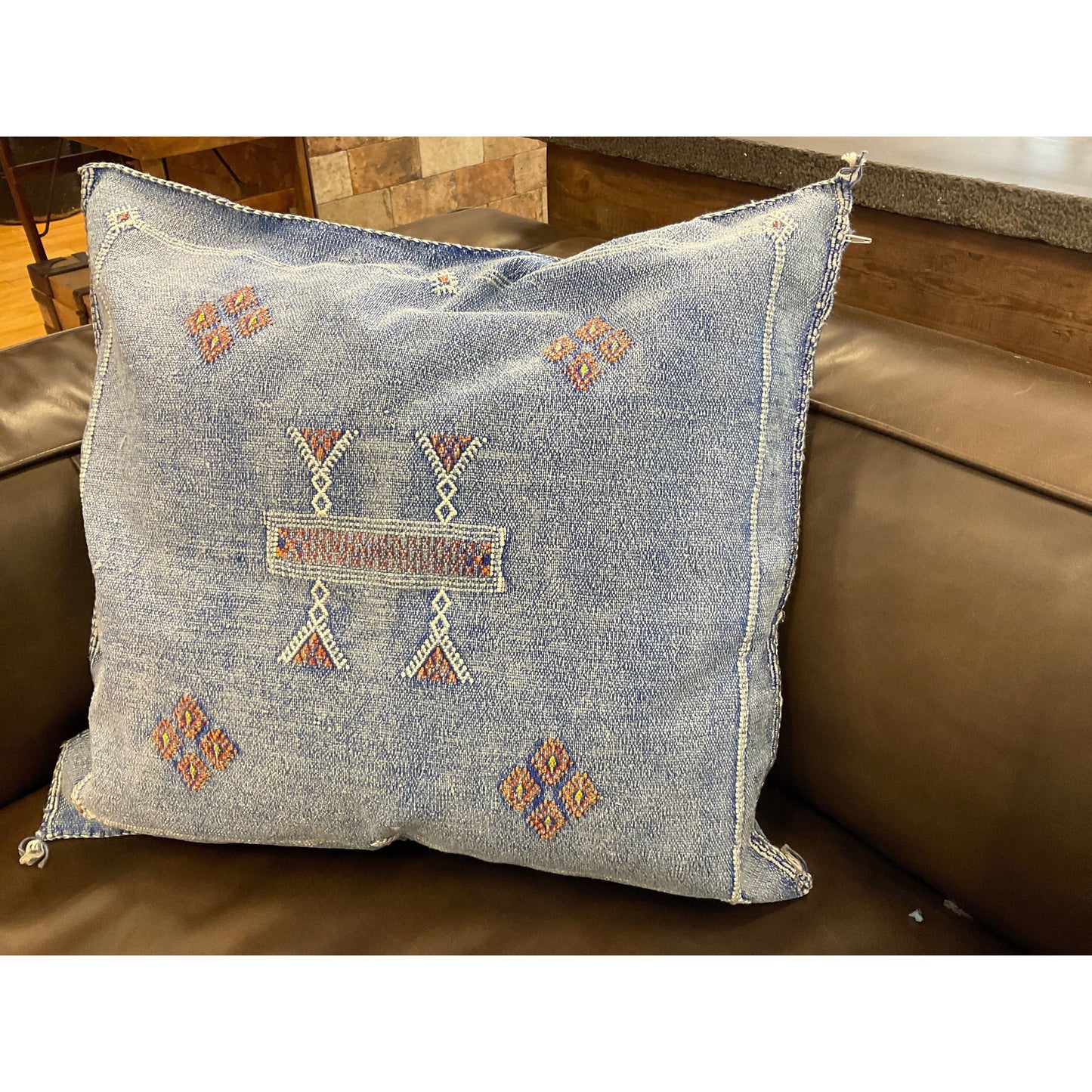 Blue Quartz Cactus Fiber Throw Pillow