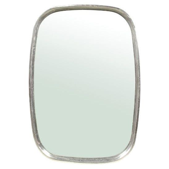 The Nickle Plated Mirror features a simple rectangular design with rounded corners, a thin nickel plated frame, and a clear reflective surface, photographed against a plain white background.