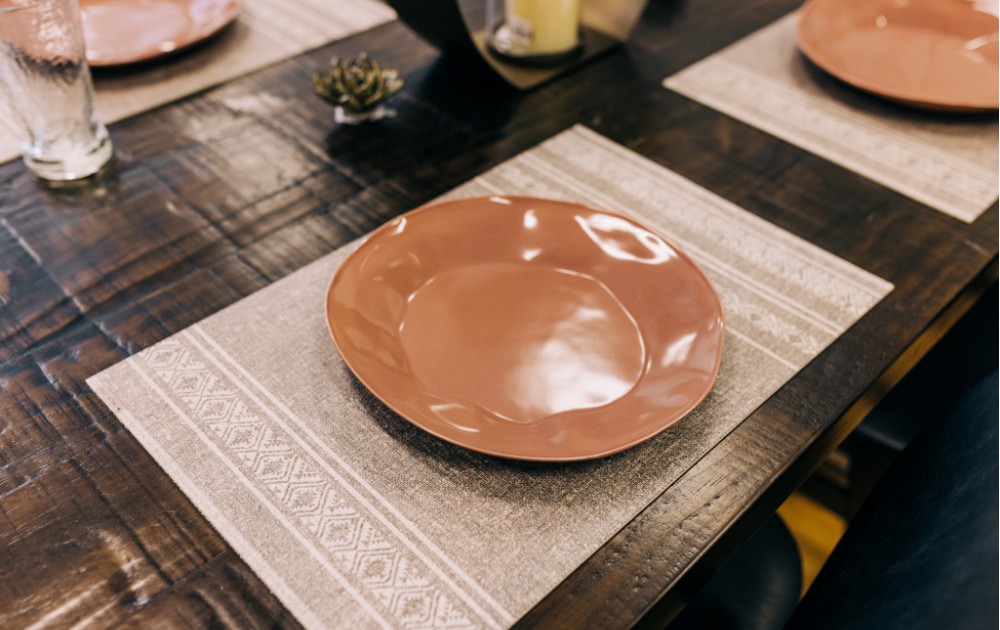 vinyl placemats set on a table