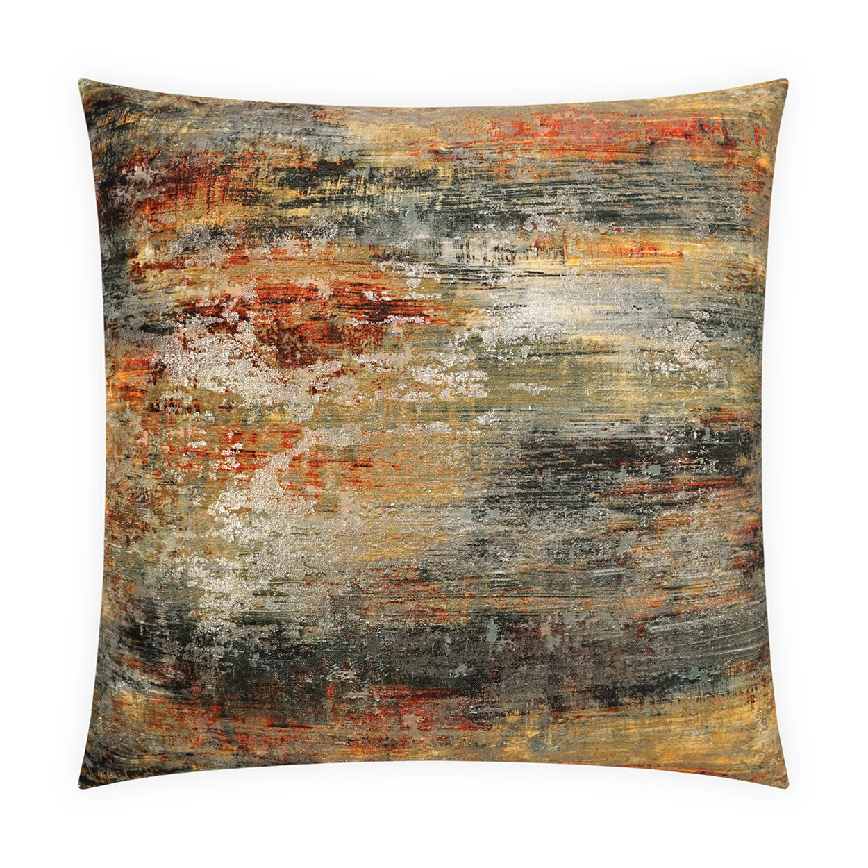 Decorative pillow with abstract multicolor pattern on a white background