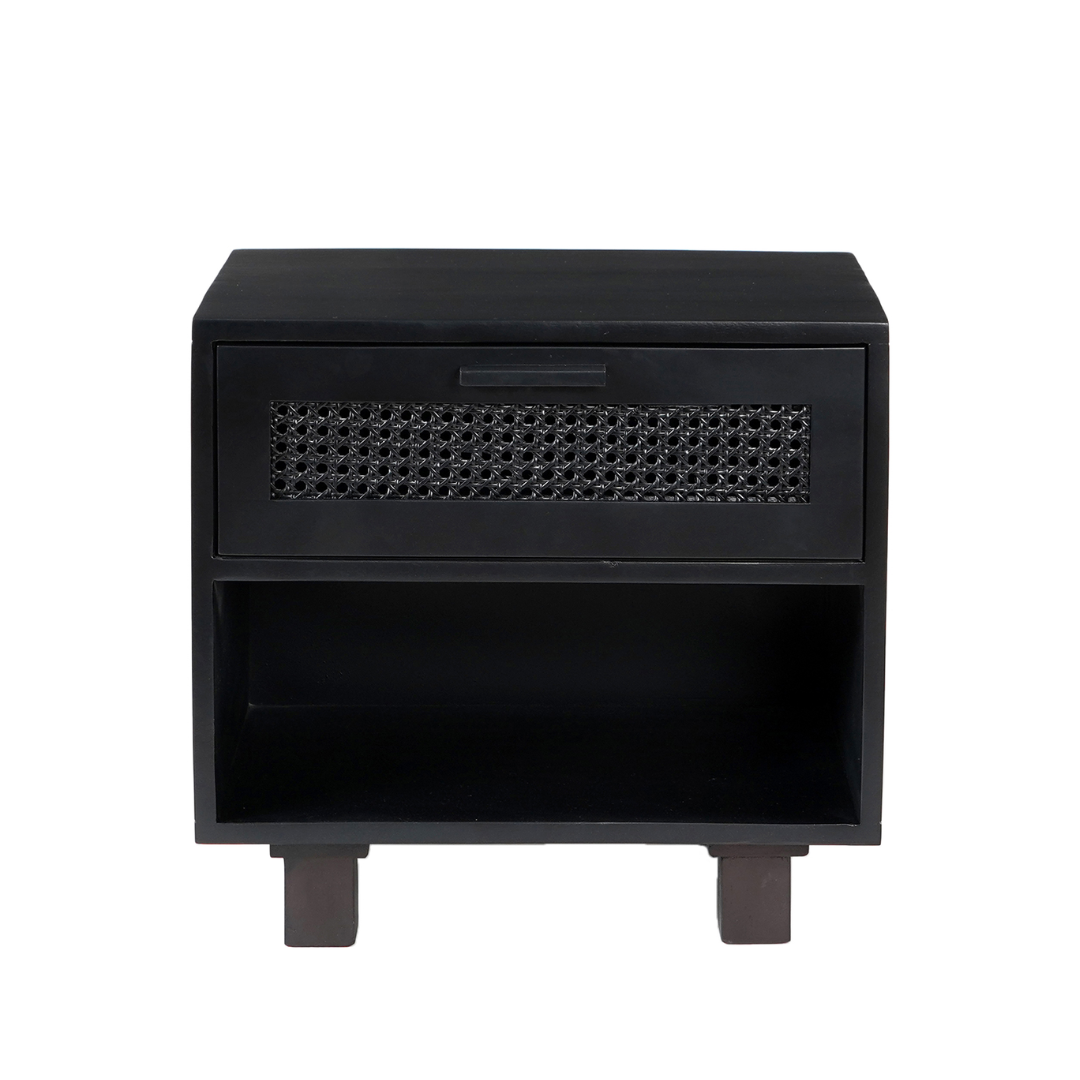 Ashton 1-Drawer Black Nightstand