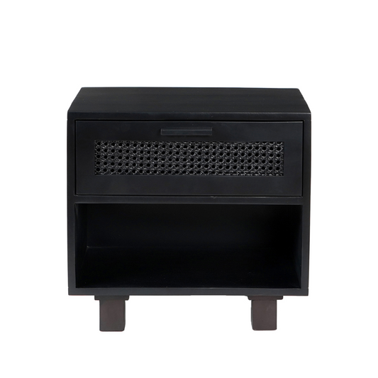 Ashton 1-Drawer Black Nightstand