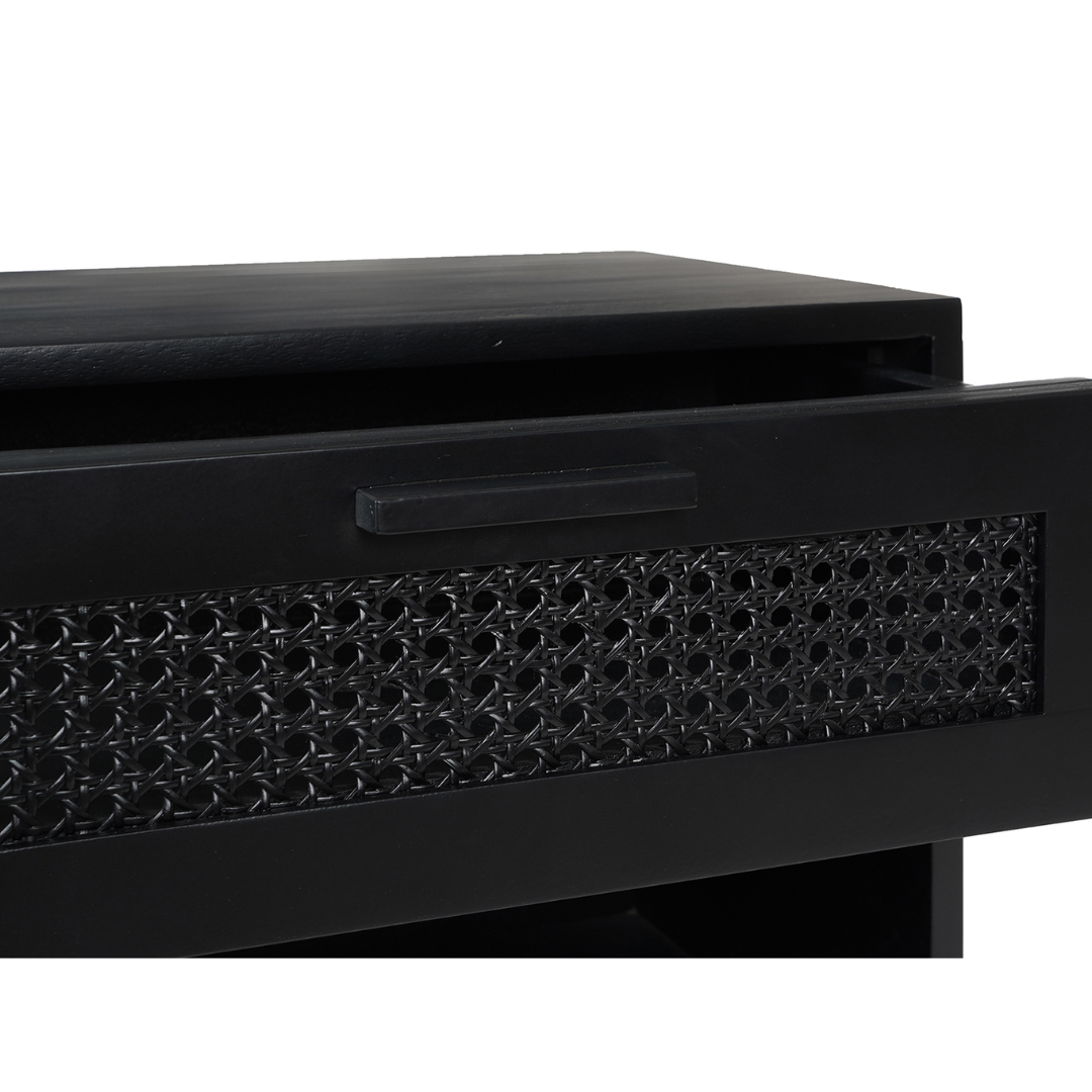 Ashton 1-Drawer Black Nightstand