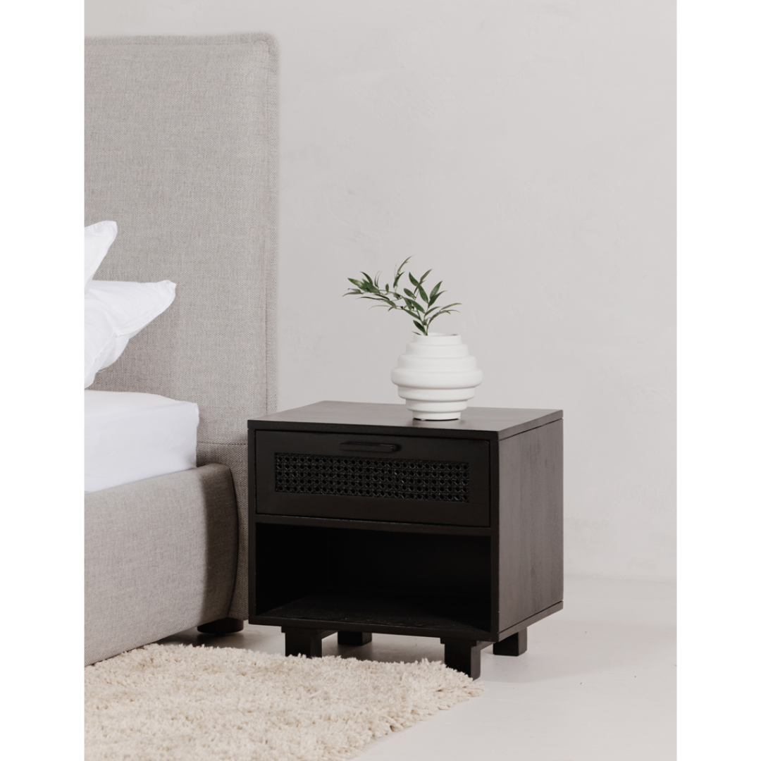 Ashton 1-Drawer Black Nightstand