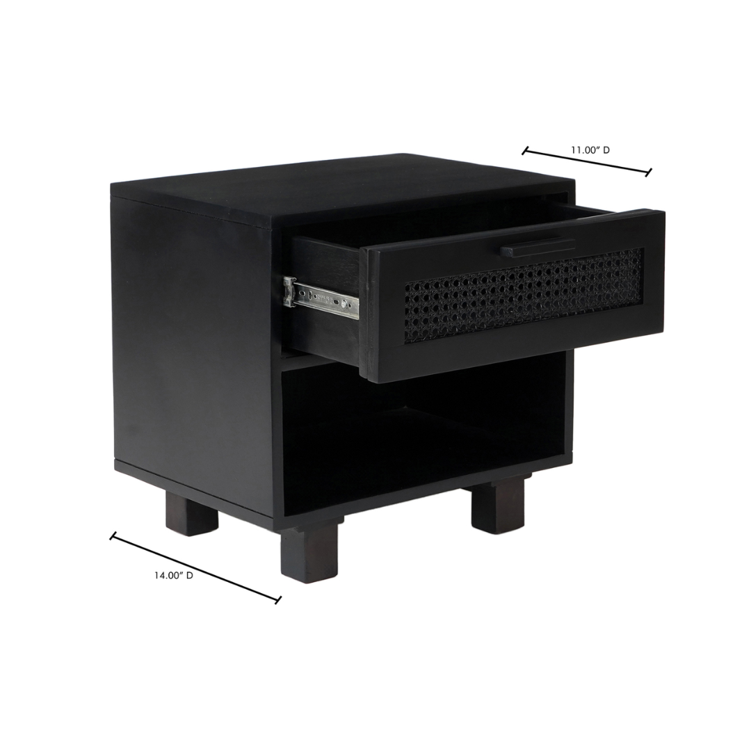 Ashton 1-Drawer Black Nightstand