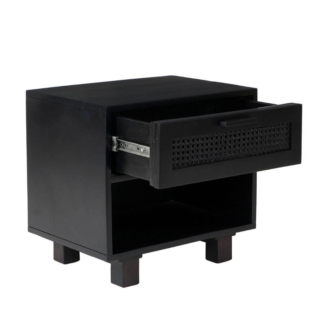 Ashton 1-Drawer Black Nightstand