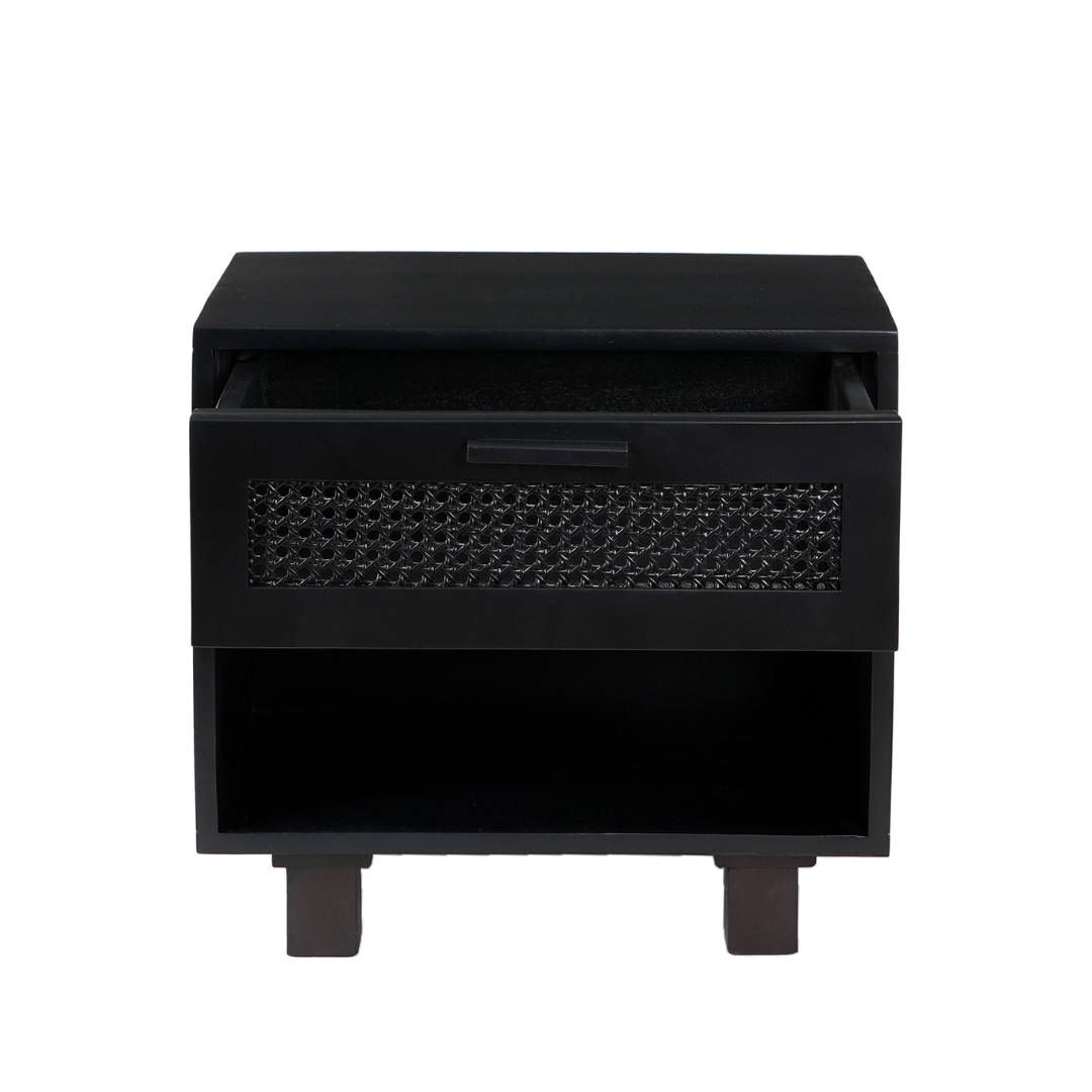 Ashton 1-Drawer Black Nightstand