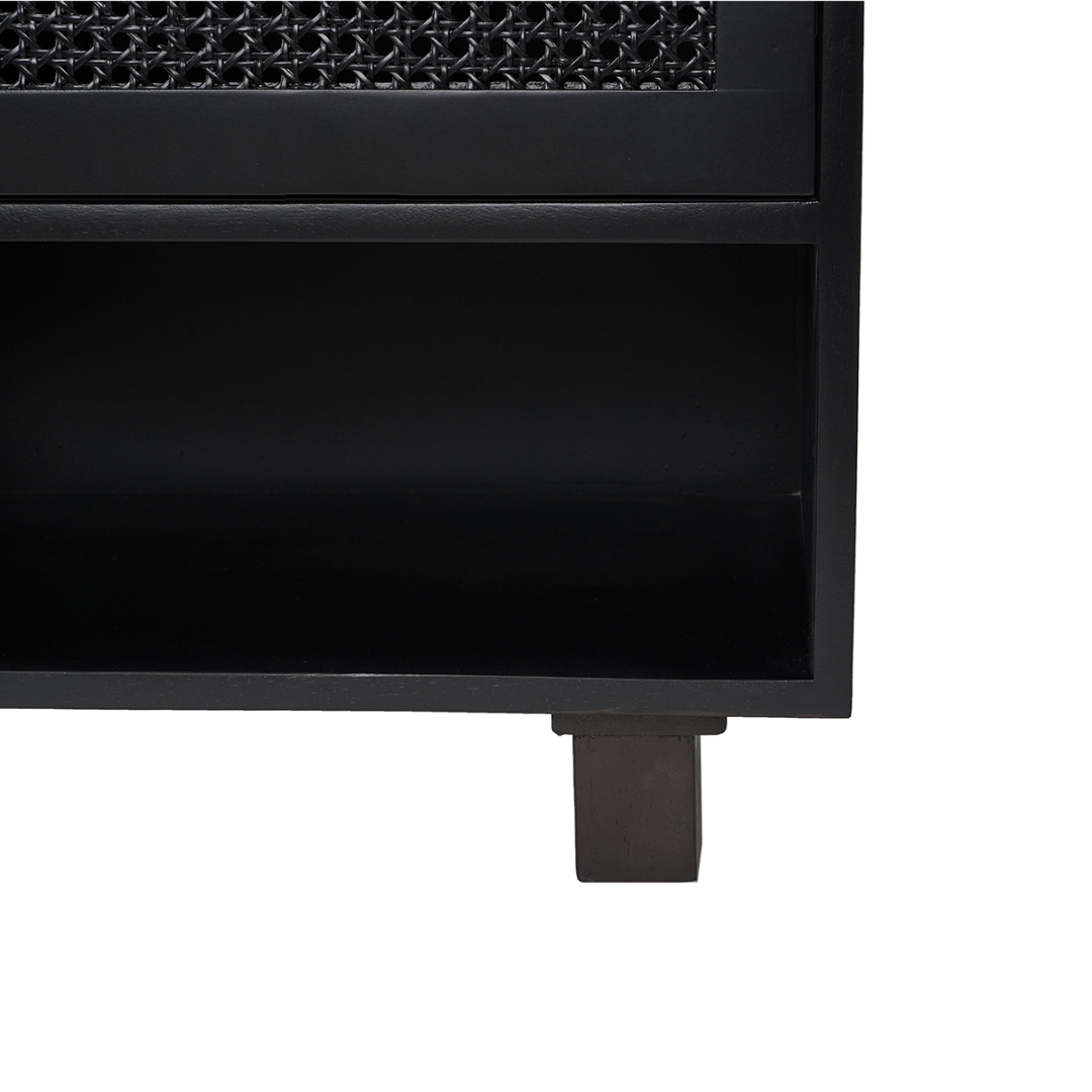 Ashton 1-Drawer Black Nightstand