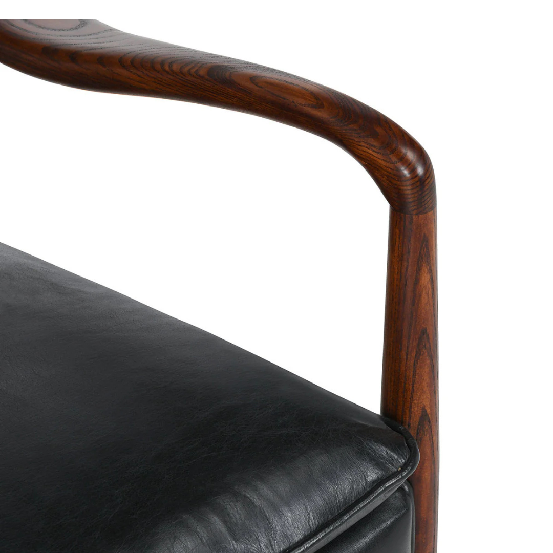 Benson Mid-Century Black Leather Accent Chair