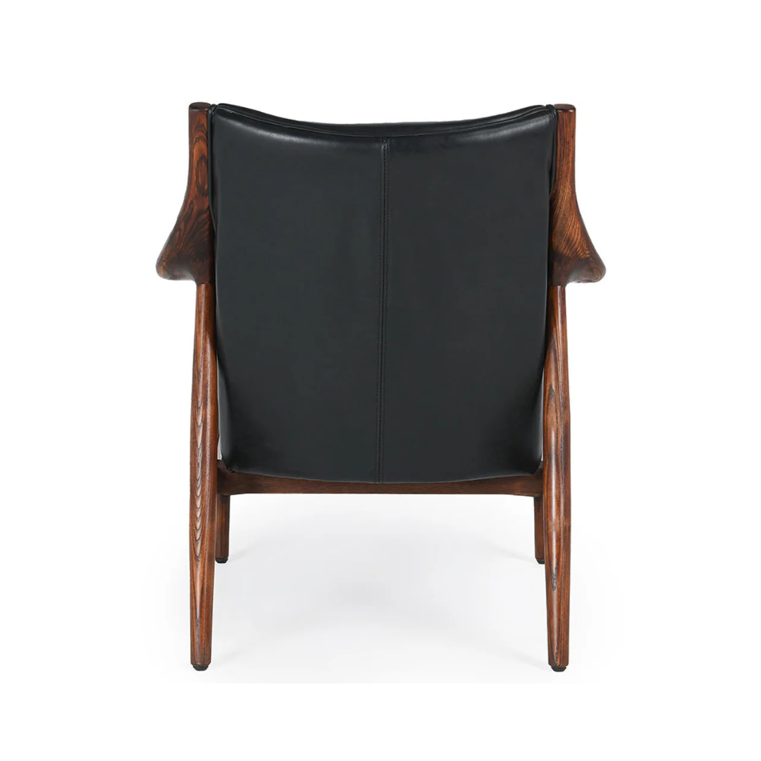 Benson Mid-Century Black Leather Accent Chair