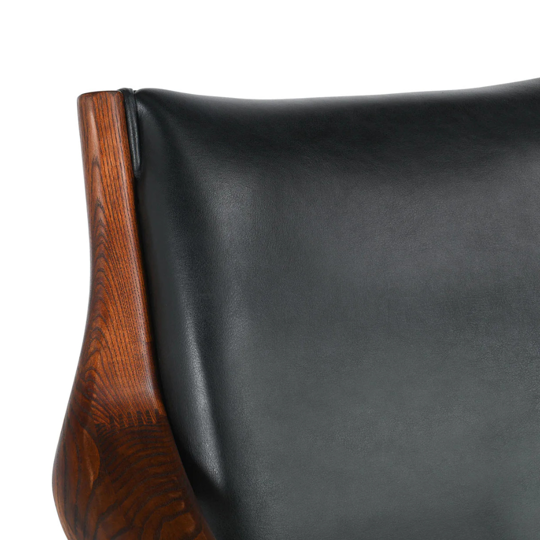 Benson Mid-Century Black Leather Accent Chair