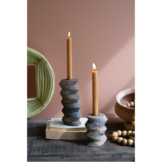 Repurposed Wood Candle Holders (set of 2)