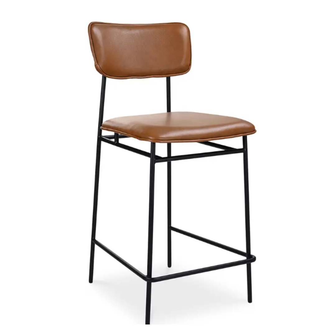 Elara Leather Counter Stool