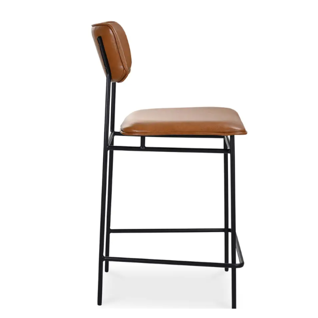 Elara Leather Counter Stool