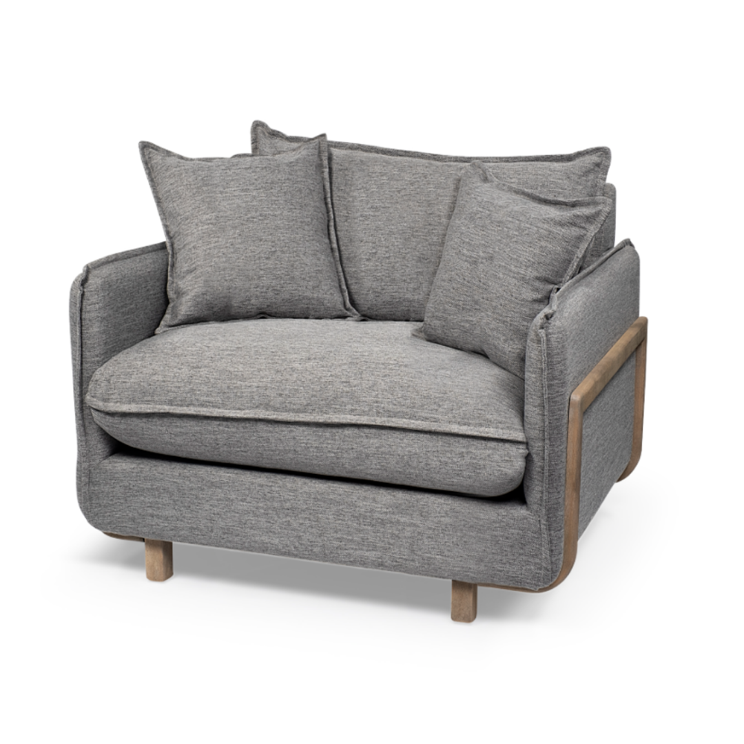 Veyra Plush Upholstered Armchair, Dark Grey