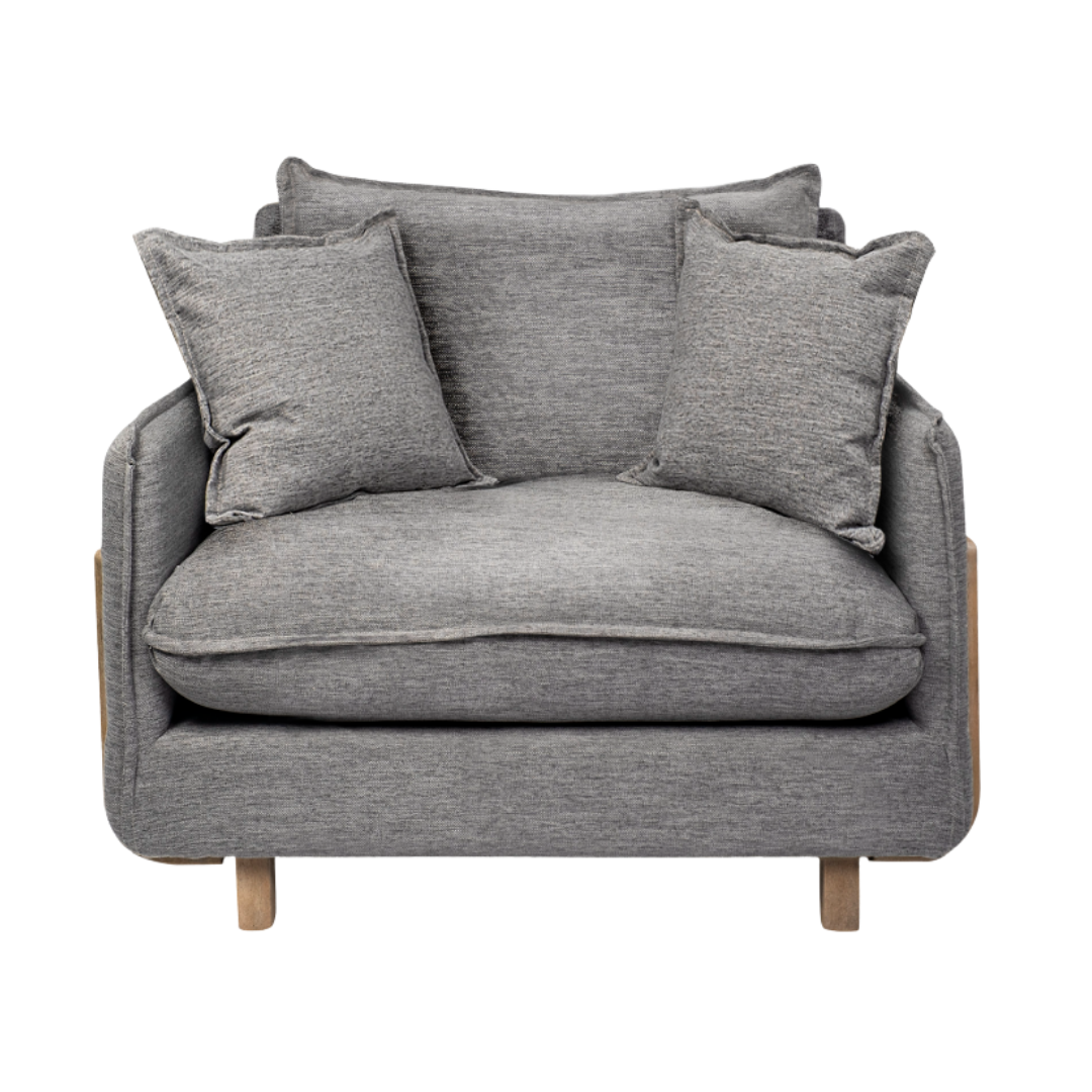 Veyra Plush Upholstered Armchair, Dark Grey