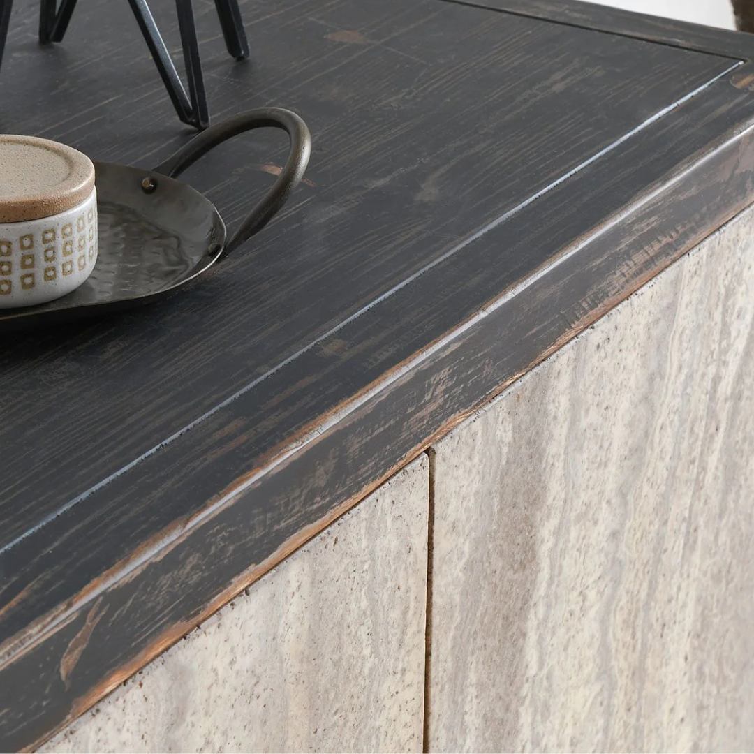 Ember Travertine Sideboard Media Cabinet