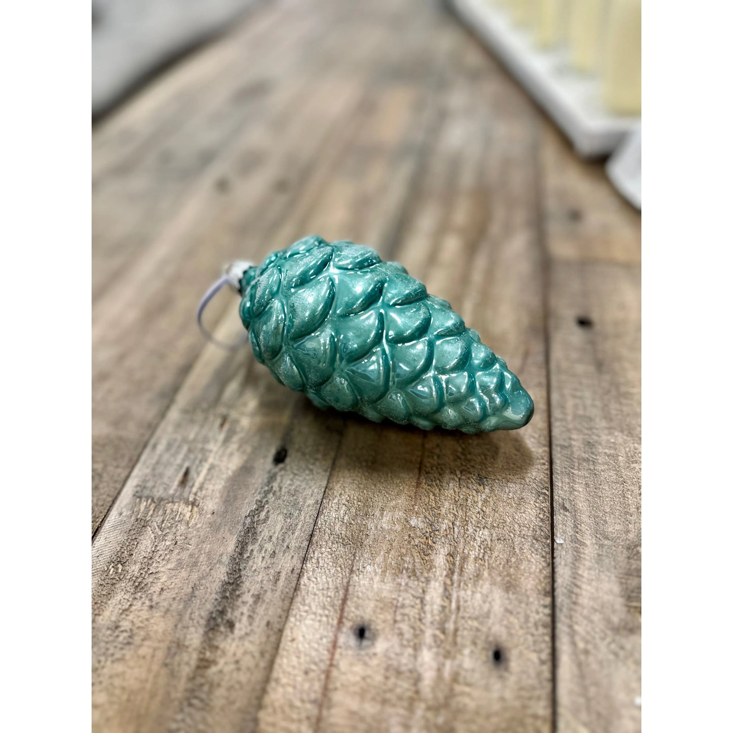 Large Pinecone Ornament, Teal