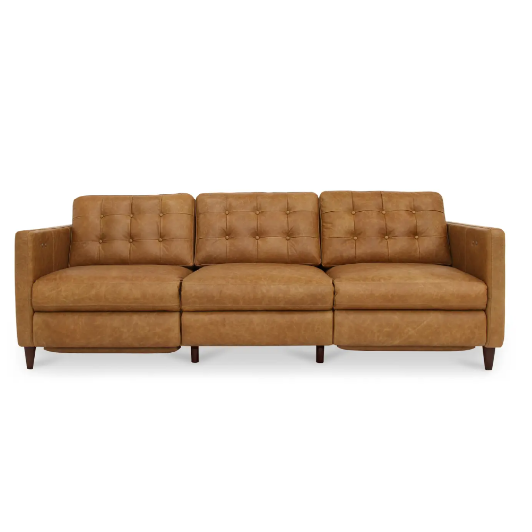Kingston Leather Comfort Power Recliner Sofa