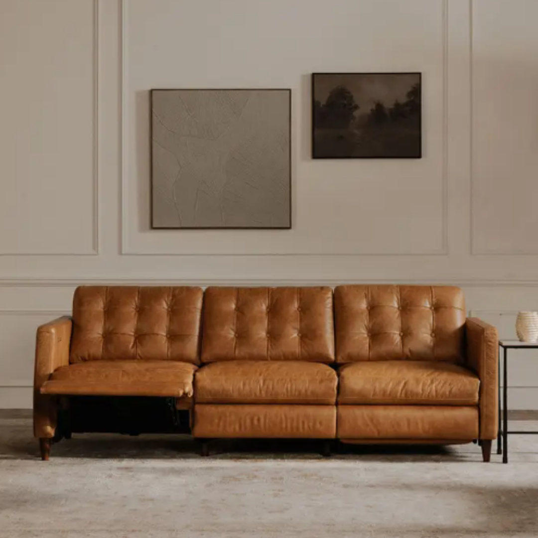 Kingston Leather Comfort Power Recliner Sofa