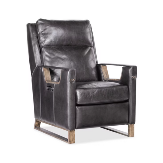 Maddox Leather Power Recliner with Power Headrest (Graphite)