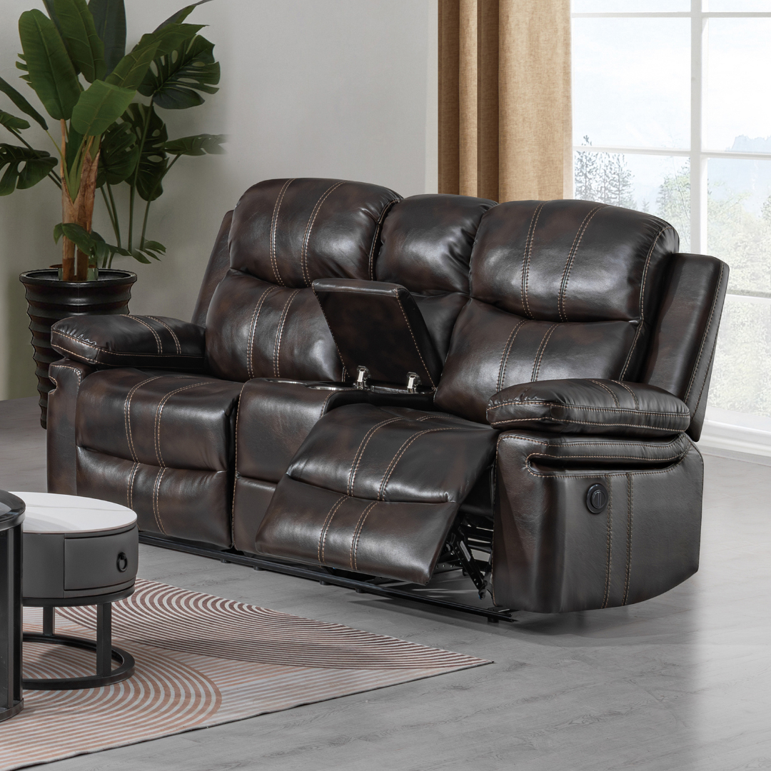 Monarch Power Recliner Loveseat with Console