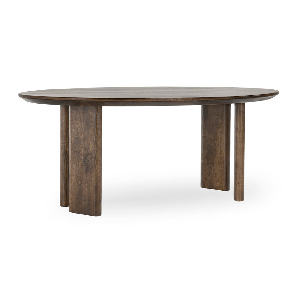 Wooden dining table on a white background