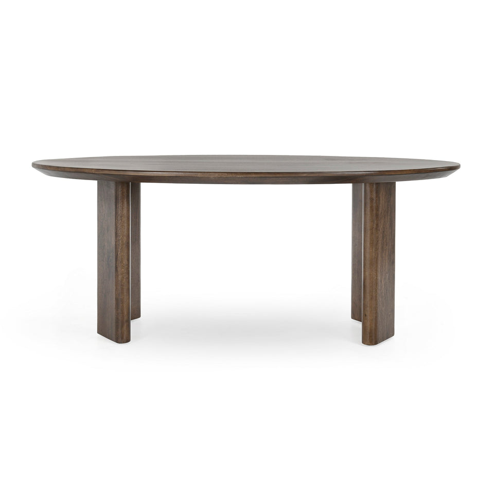 Wooden dining table on a white background
