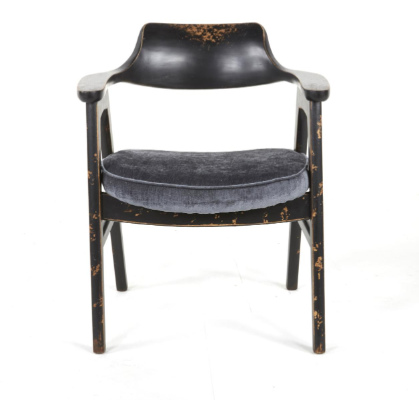 Vintage Dining Chair, Antique Black/Pewter
