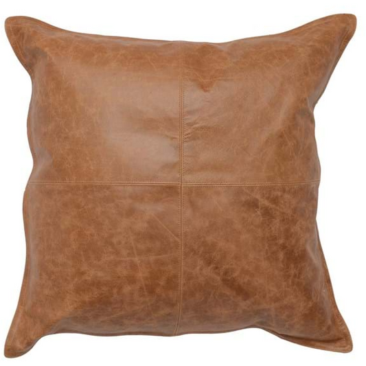 Chestnut Leather Throw Pillow