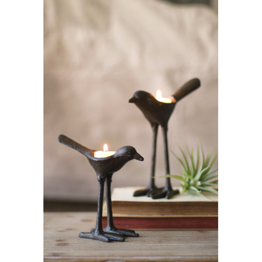 Cast Iron Bird Tea-Light Holders (set of 2)