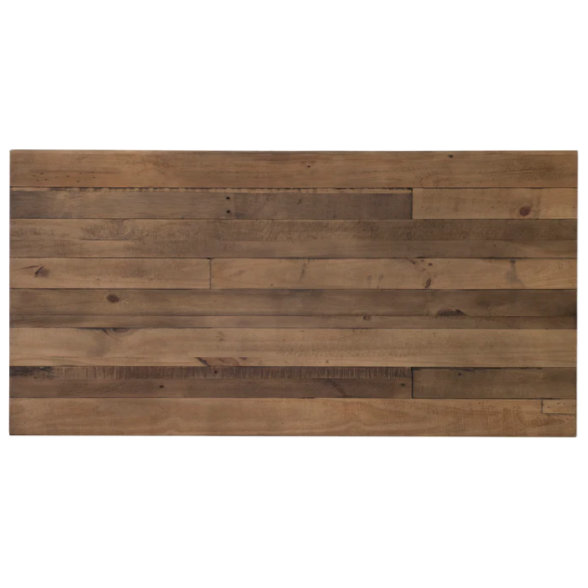 The Provence Coffee Table features a rectangular tabletop with a rustic wooden finish, showcasing numerous planks of varying widths aligned horizontally. Crafted from reclaimed FSC pine, the wood has a medium brown stain that highlights visible grain patterns and natural knots, exuding warm, rustic charm.