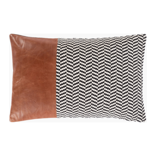 Havana Leather Stripe Lumbar Throw Pillow