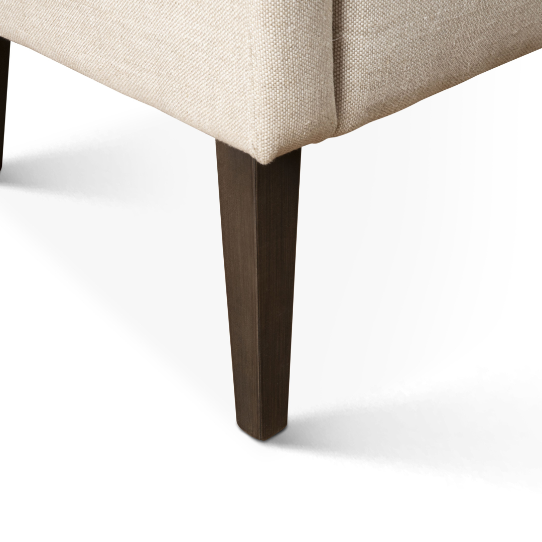 Serenity Beige Linen Accent Chair with Tan Leather Pillow
