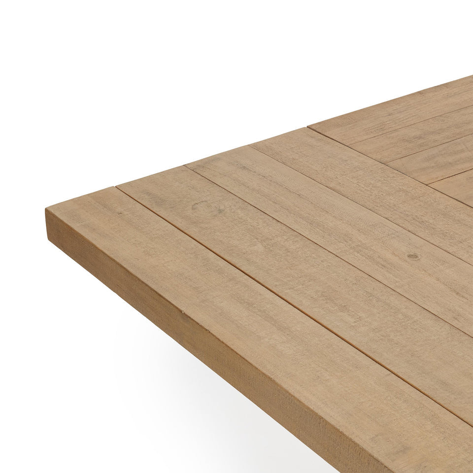 Close-up of a wooden deck board with a white background