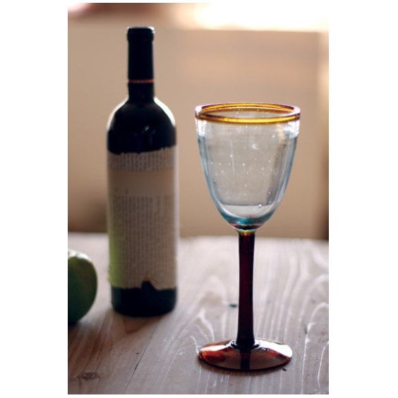 Amber Rim Recycled Wine Glass