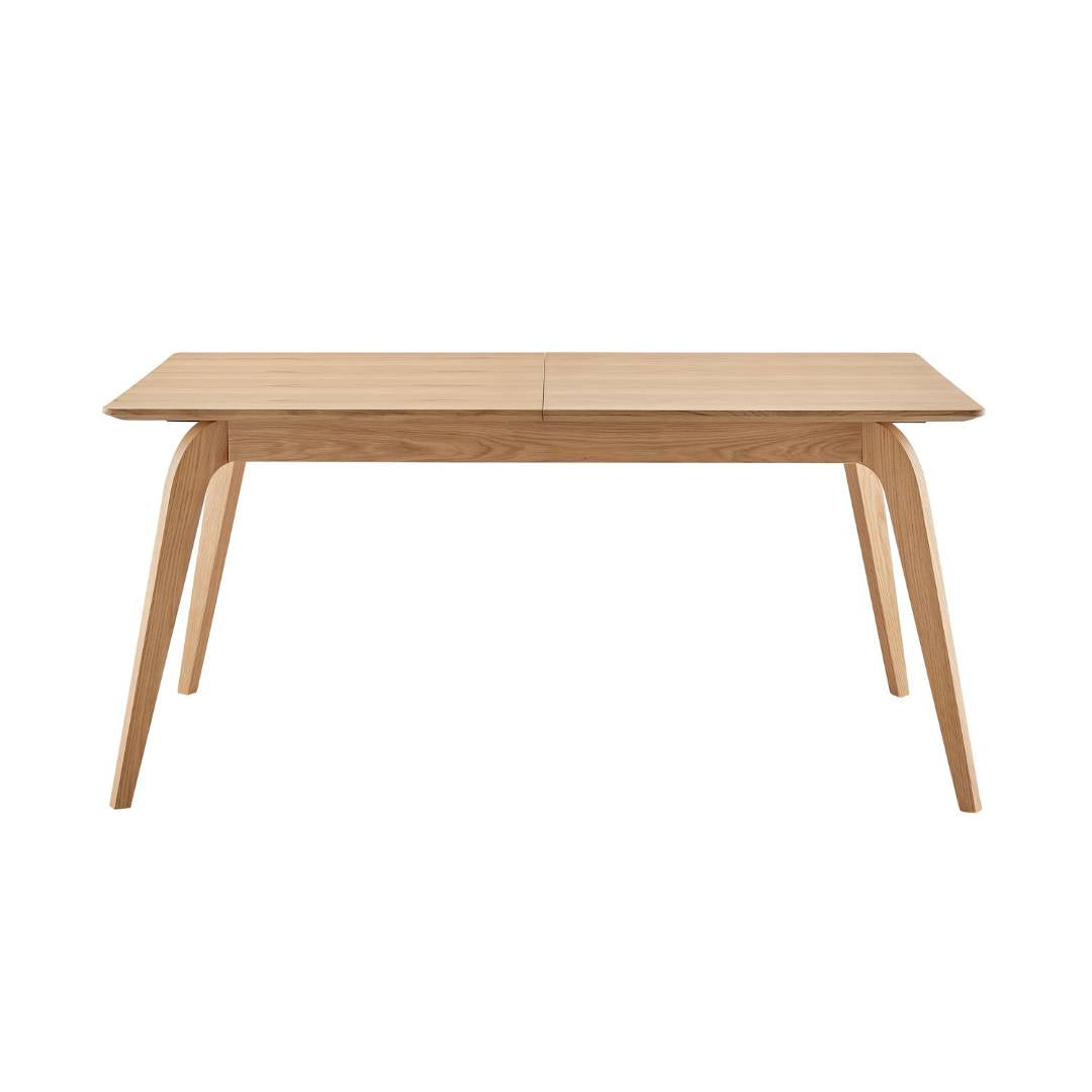 Wooden dining table on a white background