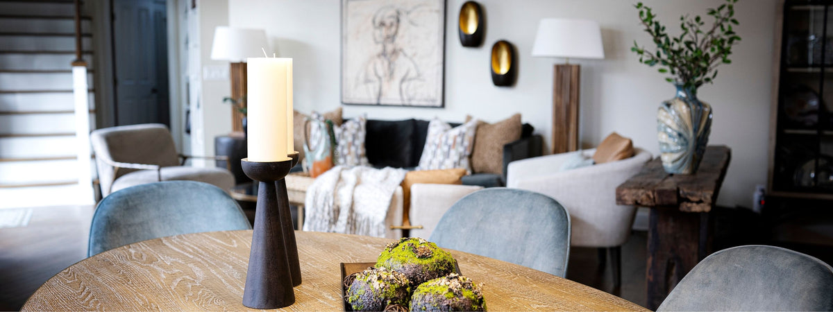 A modern open concept living and dining area designed by Change Everything a furniture store and interior design services